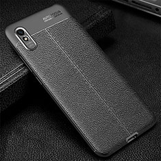 Soft Silicone Gel Leather Snap On Case Cover H02 for Xiaomi Redmi 9A Black