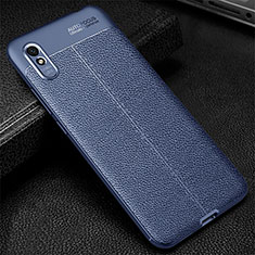 Soft Silicone Gel Leather Snap On Case Cover H02 for Xiaomi Redmi 9A Blue