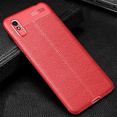 Soft Silicone Gel Leather Snap On Case Cover H02 for Xiaomi Redmi 9A Red