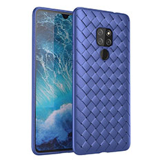 Soft Silicone Gel Leather Snap On Case Cover H03 for Huawei Mate 20 Blue