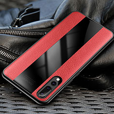 Soft Silicone Gel Leather Snap On Case Cover H03 for Huawei P20 Pro Red