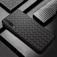 Soft Silicone Gel Leather Snap On Case Cover H03 for Samsung Galaxy A70S Black