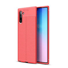Soft Silicone Gel Leather Snap On Case Cover H03 for Samsung Galaxy Note 10 Red