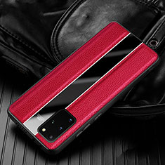 Soft Silicone Gel Leather Snap On Case Cover H03 for Samsung Galaxy S20 Plus 5G Red