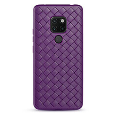 Soft Silicone Gel Leather Snap On Case Cover H04 for Huawei Mate 20 X 5G Purple