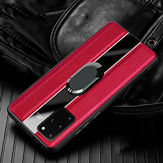 Soft Silicone Gel Leather Snap On Case Cover H04 for Samsung Galaxy S20 Plus Red