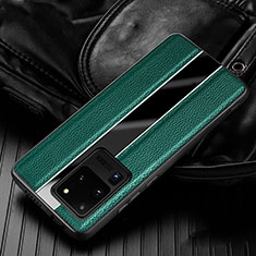 Soft Silicone Gel Leather Snap On Case Cover H04 for Samsung Galaxy S20 Ultra 5G Green