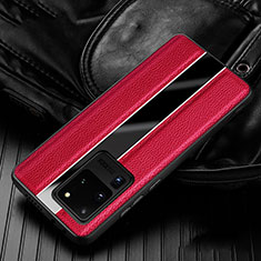 Soft Silicone Gel Leather Snap On Case Cover H04 for Samsung Galaxy S20 Ultra Red