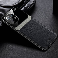 Soft Silicone Gel Leather Snap On Case Cover H04 for Xiaomi Mi 11 Lite 5G NE Black