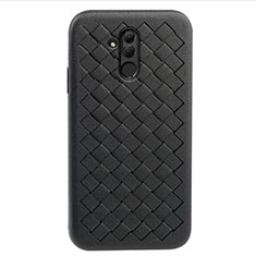 Soft Silicone Gel Leather Snap On Case Cover H05 for Huawei Mate 20 Lite Black