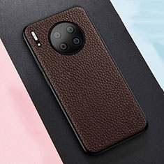 Soft Silicone Gel Leather Snap On Case Cover H05 for Huawei Mate 30E Pro 5G Brown