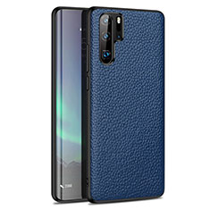 Soft Silicone Gel Leather Snap On Case Cover H05 for Huawei P30 Pro Blue