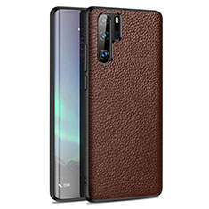 Soft Silicone Gel Leather Snap On Case Cover H05 for Huawei P30 Pro Brown