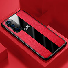 Soft Silicone Gel Leather Snap On Case Cover H05 for Oppo Reno4 Pro 5G Red