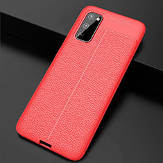 Soft Silicone Gel Leather Snap On Case Cover H05 for Samsung Galaxy S20 5G Red