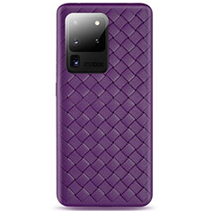Soft Silicone Gel Leather Snap On Case Cover H05 for Samsung Galaxy S20 Ultra 5G Purple