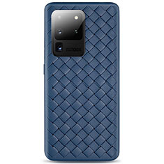 Soft Silicone Gel Leather Snap On Case Cover H05 for Samsung Galaxy S20 Ultra Blue