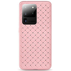 Soft Silicone Gel Leather Snap On Case Cover H05 for Samsung Galaxy S20 Ultra Pink