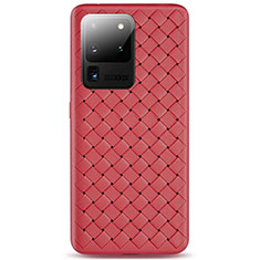 Soft Silicone Gel Leather Snap On Case Cover H05 for Samsung Galaxy S20 Ultra Red