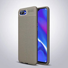 Soft Silicone Gel Leather Snap On Case Cover H06 for Oppo K1 Gray