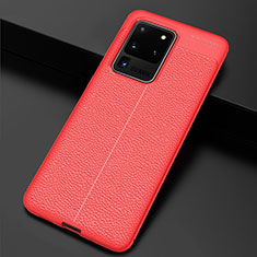 Soft Silicone Gel Leather Snap On Case Cover H06 for Samsung Galaxy S20 Ultra Red