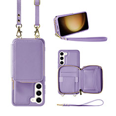 Soft Silicone Gel Leather Snap On Case Cover JM1 for Samsung Galaxy S22 5G Purple