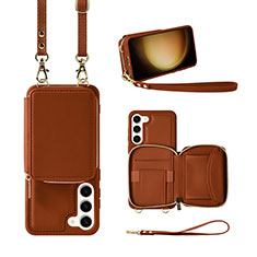 Soft Silicone Gel Leather Snap On Case Cover JM1 for Samsung Galaxy S23 5G Brown