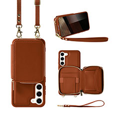 Soft Silicone Gel Leather Snap On Case Cover JM1 for Samsung Galaxy S24 5G Brown