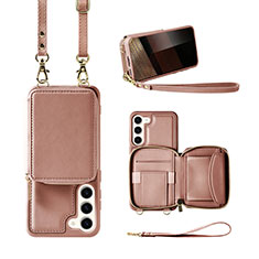 Soft Silicone Gel Leather Snap On Case Cover JM1 for Samsung Galaxy S24 5G Rose Gold