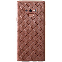 Soft Silicone Gel Leather Snap On Case Cover L01 for Samsung Galaxy Note 9 Brown