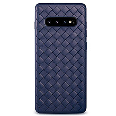Soft Silicone Gel Leather Snap On Case Cover L02 for Samsung Galaxy S10 5G Blue