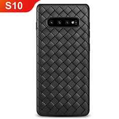 Soft Silicone Gel Leather Snap On Case Cover L02 for Samsung Galaxy S10 Black