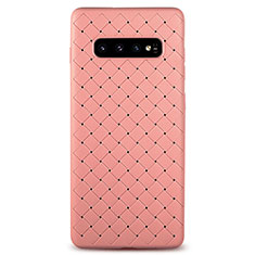 Soft Silicone Gel Leather Snap On Case Cover L02 for Samsung Galaxy S10 Rose Gold