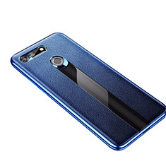 Soft Silicone Gel Leather Snap On Case Cover M01 for Huawei Honor V20 Blue