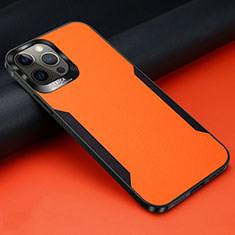 Soft Silicone Gel Leather Snap On Case Cover N01 for Apple iPhone 12 Pro Orange