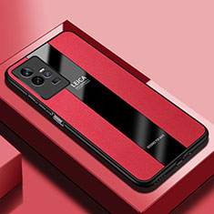 Soft Silicone Gel Leather Snap On Case Cover PB1 for Vivo iQOO 11 5G Red