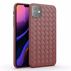 Soft Silicone Gel Leather Snap On Case Cover S01 for Apple iPhone 11 Brown