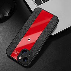 Soft Silicone Gel Leather Snap On Case Cover S01 for Apple iPhone 13 Mini Red