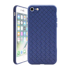 Soft Silicone Gel Leather Snap On Case Cover S01 for Apple iPhone 8 Blue