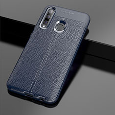 Soft Silicone Gel Leather Snap On Case Cover S01 for Huawei Enjoy 9s Blue