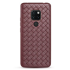 Soft Silicone Gel Leather Snap On Case Cover S01 for Huawei Mate 20 Brown