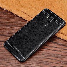 Soft Silicone Gel Leather Snap On Case Cover S01 for Huawei Mate 20 Lite Black