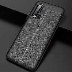 Soft Silicone Gel Leather Snap On Case Cover S01 for Huawei Nova 6 5G Black