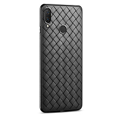 Soft Silicone Gel Leather Snap On Case Cover S01 for Huawei P Smart (2019) Black