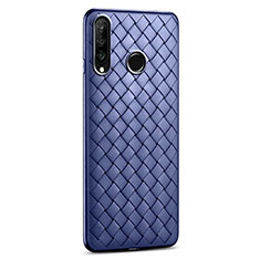 Soft Silicone Gel Leather Snap On Case Cover S01 for Huawei P30 Lite Blue