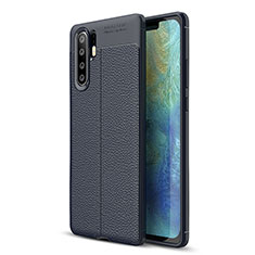 Soft Silicone Gel Leather Snap On Case Cover S01 for Huawei P30 Pro Blue