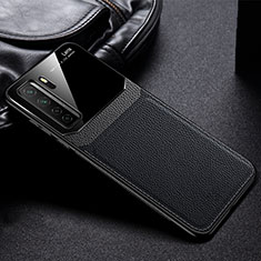 Soft Silicone Gel Leather Snap On Case Cover S01 for Huawei P40 Lite 5G Black