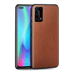 Soft Silicone Gel Leather Snap On Case Cover S01 for Huawei P40 Pro+ Plus Brown