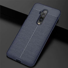 Soft Silicone Gel Leather Snap On Case Cover S01 for OnePlus 7T Pro 5G Blue