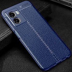 Soft Silicone Gel Leather Snap On Case Cover S01 for OnePlus Nord N300 5G Blue